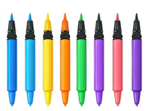 Colorful markers in a variety of vibrant hues. Each marker has a distinct color and a fine-tip applicator
