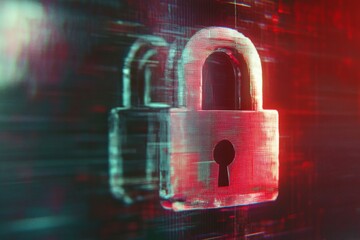A detailed close-up of a digital padlock icon highlighting themes of security and privacy in the digital landscape with vibrant colors and effects Generative AI