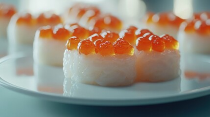 Close-up of Exquisite Sushi with Salmon Roe