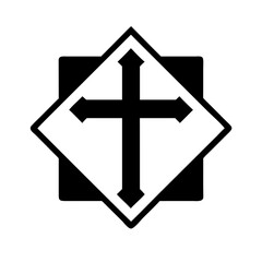Obraz premium Religious cross symbol in black and white design