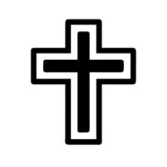 Obraz premium Black Christian cross symbol on white background