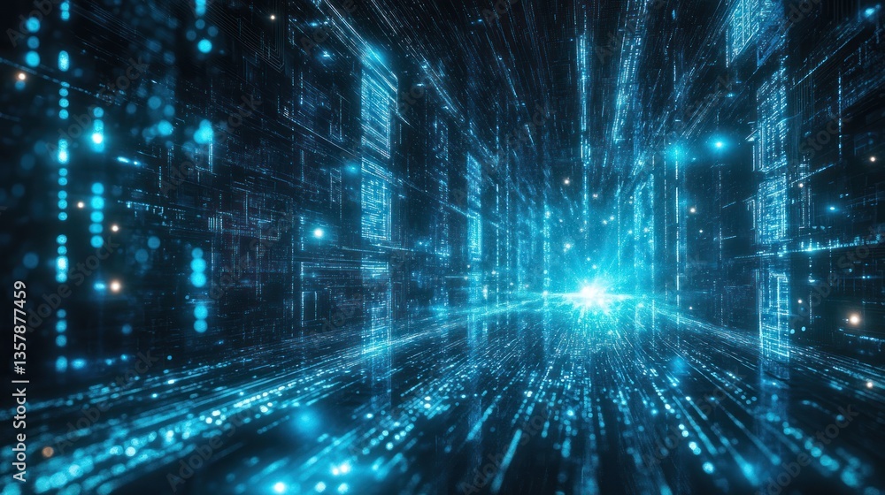 Poster digital data stream: a journey through the cyberspace highway