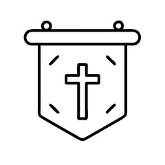 Obraz premium Line art cross on a banner