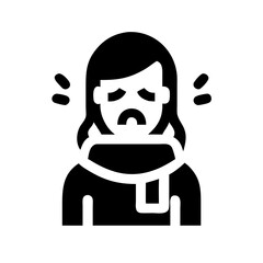 Woman looking sad in a winter scarf