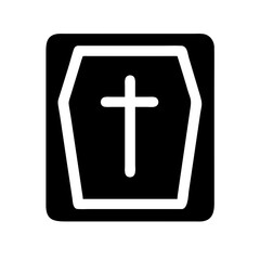 Fototapeta premium Coffin with cross symbol on black background
