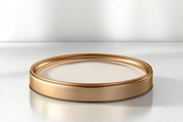 Golden circular podium, studio backdrop