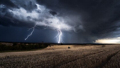 Obraz premium thunder brings a sense of anticipation and power to a storm with rumbling clouds and dark skies creating an auditory and visual experience