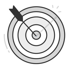 Business Goal Achievement Target with Arrow Hitting Bullseye Solid Icon