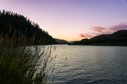 Sunset on the Klamath River near Redwoods National Forest, California