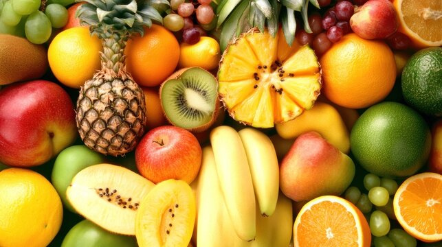 A Colorful Collection Of Fresh Ripe Fruits