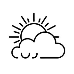 Simple line drawing of sun and cloud.