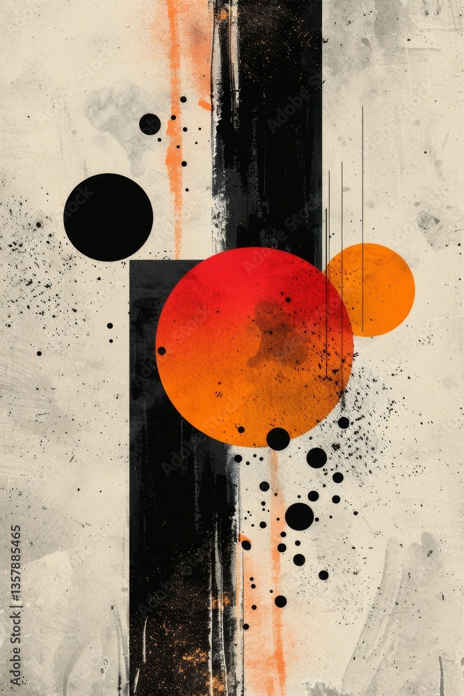 Poster bold shapes and contrasting colors create a striking minimalist design with graphic elements on a ne