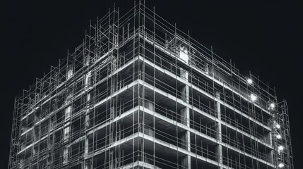 Fototapeta premium Modern building under construction at night