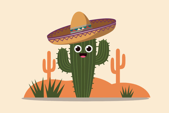 Cactus with a sombrero, Cinco de Mayo concept - Powered by Adobe