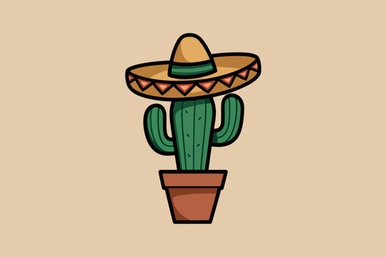 Cactus with a sombrero, Cinco de Mayo concept
