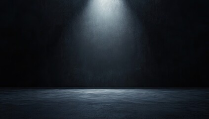 Dark room, spotlight on textured floor
