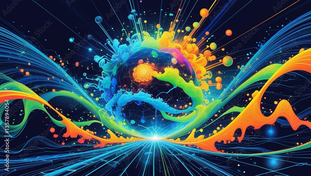 Fototapete a vibrant, futuristic abstract vector illustration depicting the intersection of quantum computer te