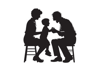 Grandparent with grandchild silhouette