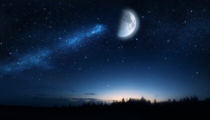 darkness of a new moon night sky is subtly illuminated by a faint glimmer of starlight creating a mysterious and atmospheric scene