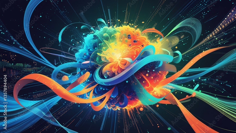 Fototapete a vibrant, futuristic abstract vector illustration depicting the intersection of quantum computer te