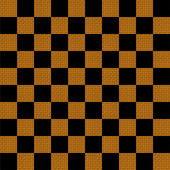 Black and white chessboard with checkered pattern and square tiles