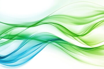 Obraz premium Abstract background with green and blue fluid glass waves. 3d abstract liquid glass transparent clear ribbon wave line on green background with palm leaf shadow. Water fluid flow curve shape. MZ 