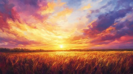 Sunrise paints sky golden light. Generative AI