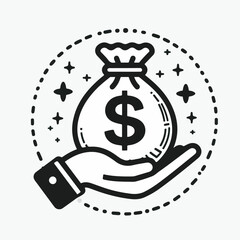 vector illustration icon hand holding money bag