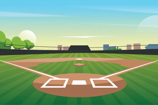 Baseball field, sports and leisure concept