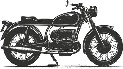 Obraz premium Vintage motorcycle illustration in black and white, showcasing classic design.