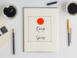 Notebook with "Keep Going" Text. Perseverance and Motivation
