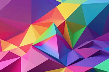 Obraz premium Bright Rainbow Low Poly Triangle Background: Colorful Abstract Geometric Polygonal Banner Template