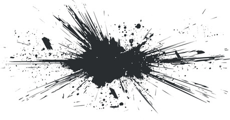 Abstract black ink splash on white background for artistic design.