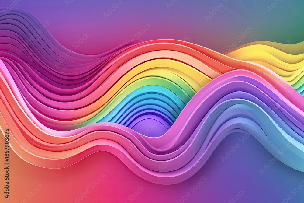 Poster vibrant rainbow gradient background with wavy stripes and colorful patterns