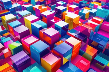 Obraz premium Colorful 3D Cube Mosaic in Abstract Art Design