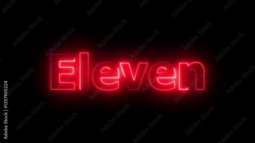 Poster animation of number one with red neon colors on the outline and isolated on black background. number
