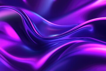 Naklejka premium Abstract fluid holographic iridescent purple curved wave in dark background 3d render. Gradient design element for backgrounds, wallpapers, posters and covers. MZ 
