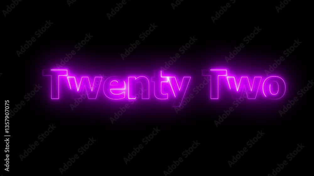 Poster glowing neon number 1. number one animation. number 22 with alpha channel animation of number 22 wit