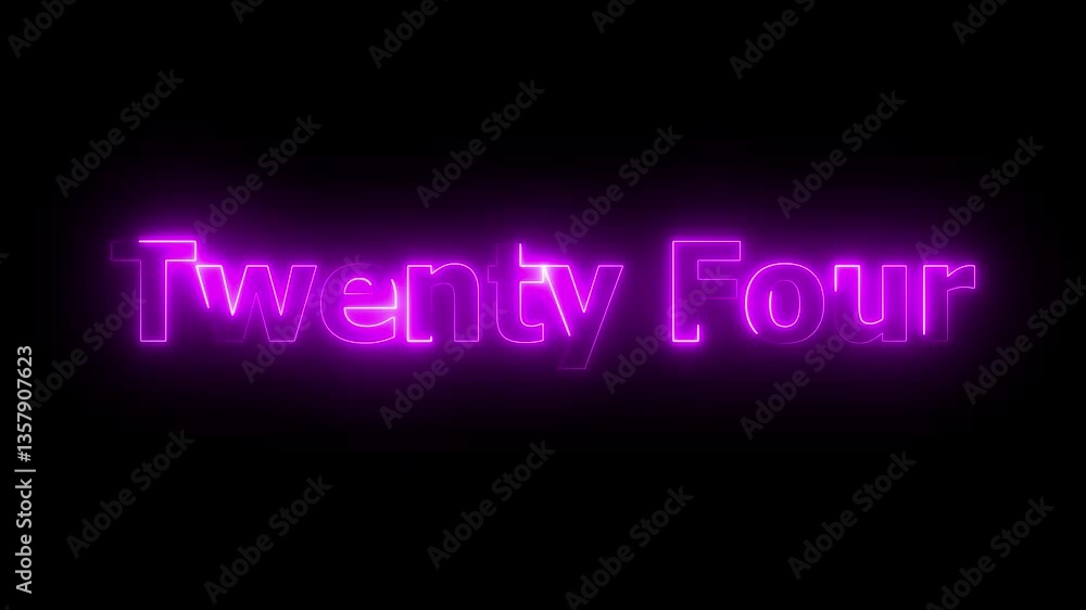 Poster glowing neon number 1. number one animation. number 24 with alpha channel animation of number 24 wit