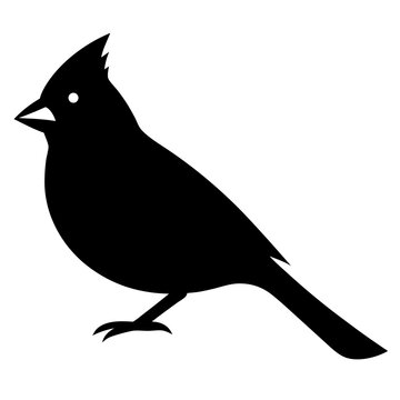 cardinal bird black silhouette vector, Simple silhouette Design vector icon with white background. Wild bird
