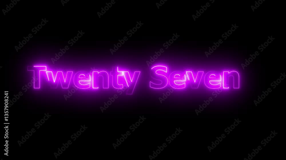 Poster glowing neon number 27. number one animation. number 27 with alpha channel animation of number 27 wi
