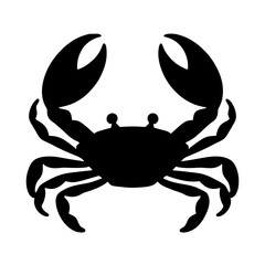 Minimalist black silhouette of a crab with raised pincers