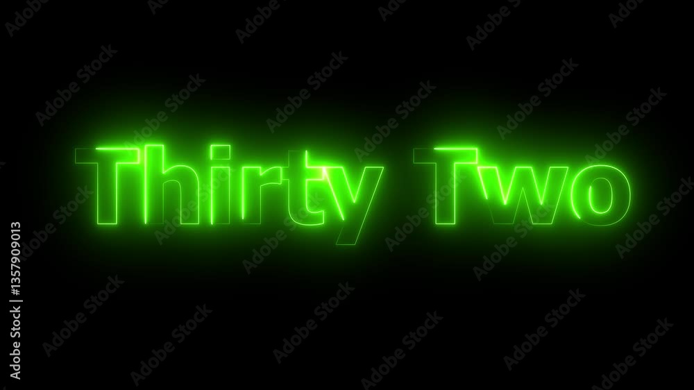 Poster eon text 32 number countdown icon background animation .neon numbers, energy neon red number 32 anim