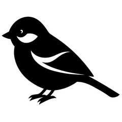 chickadee bird black silhouette vector, Simple silhouette Design vector icon with white background. Wild bird