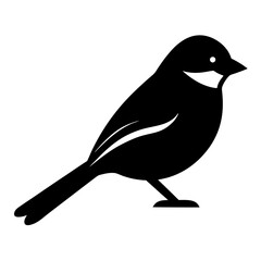 chickadee bird black silhouette vector, Simple silhouette Design vector icon with white background. Wild bird