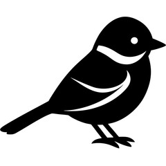 chickadee bird black silhouette vector, Simple silhouette Design vector icon with white background. Wild bird