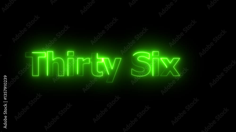 Poster neon text 36 number countdown icon background animation .neon numbers, energy neon red number 36 ani