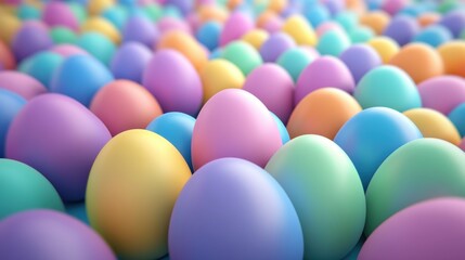 A vibrant close-up view of assorted colorful eggs nestled in a lush green field, showcasing a playful and festive atmosphere.