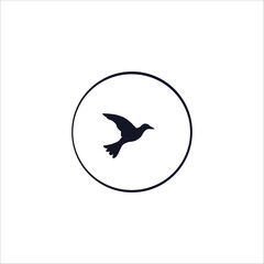 Bird Silhouette in Flight Vector Design – Encased in a Black Circle for Minimalist and Graceful Aesthetic Illustrations.