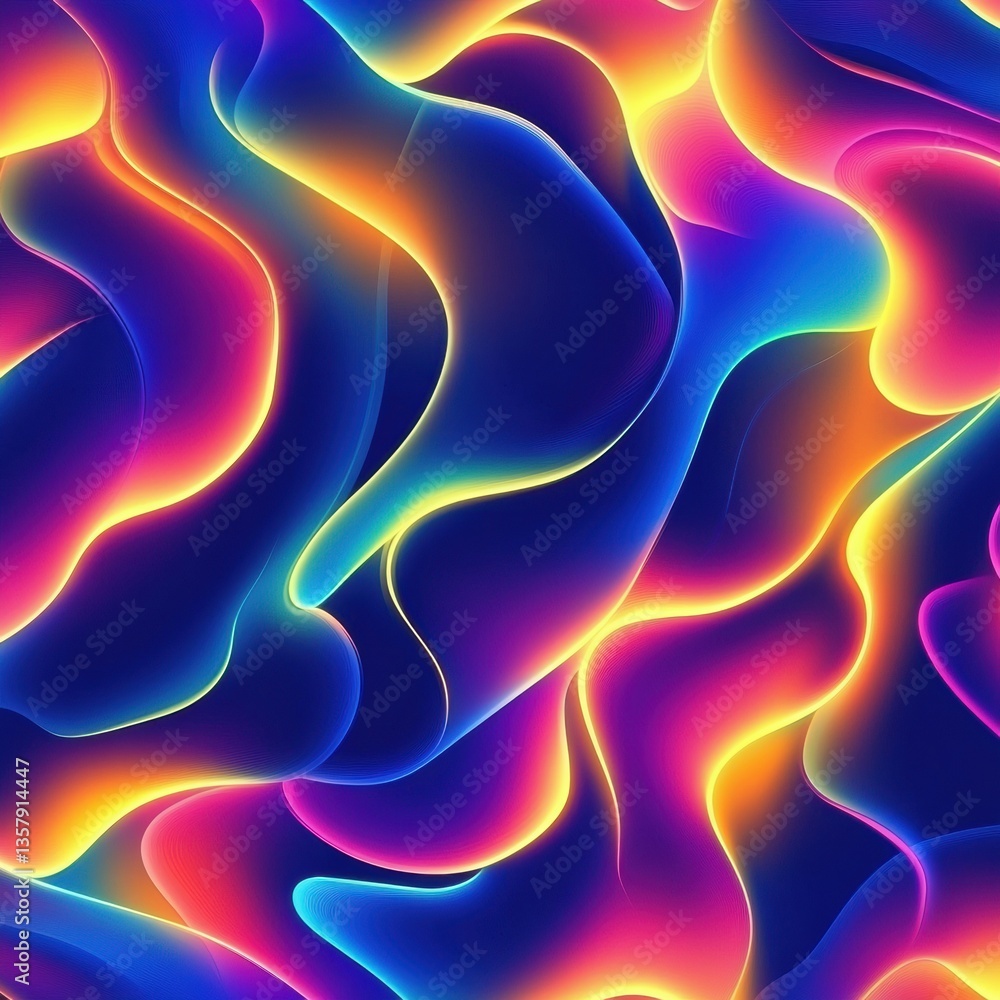 Leinwandbilder explore vibrant flowing neon colors with modern digital fluid art showcasing a seamless liquid gradi